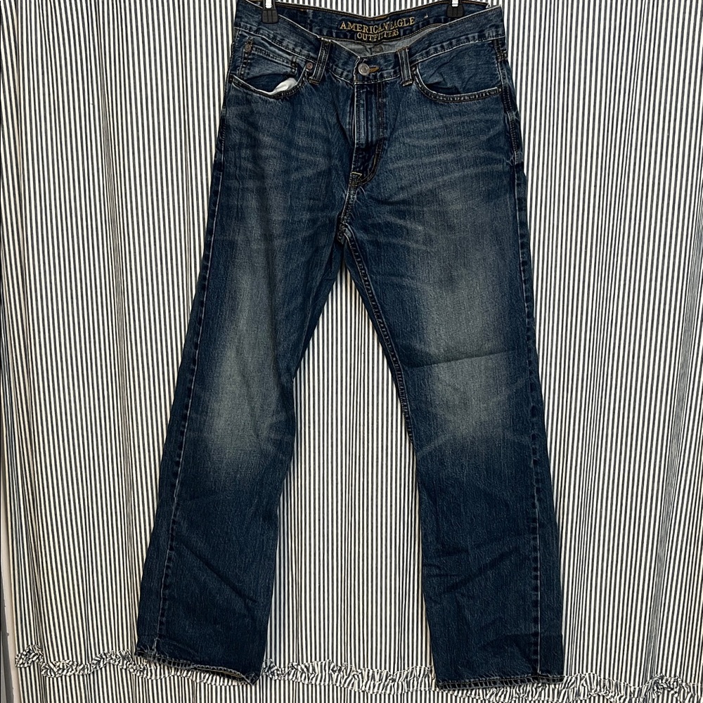 American Eagle Outfitters Men's Dark Blue Bootcut Jeans